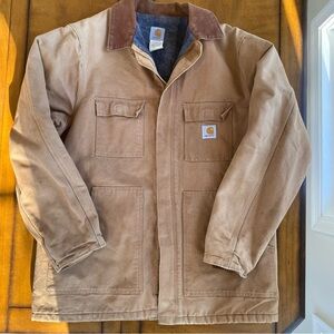 Vintage Carhartt Men's Blanket Lined Tan Chore Jacket, 48 Tall